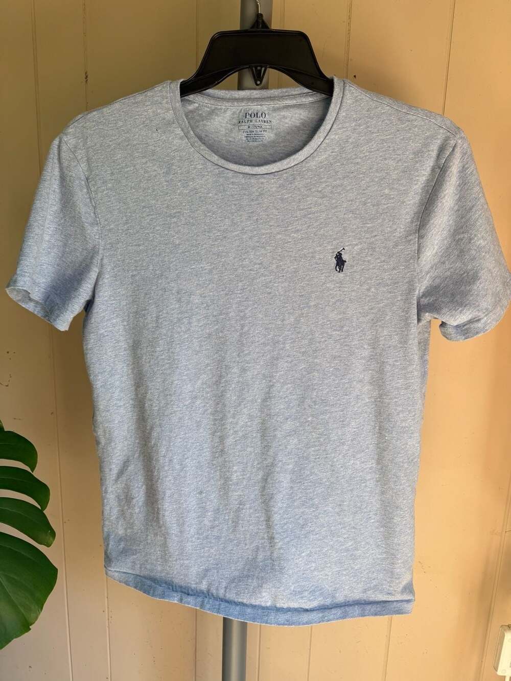 Polo Ralph Lauren Men's Custom Slim Fit Crew Neck T-Shirt in Heather Light Blue
